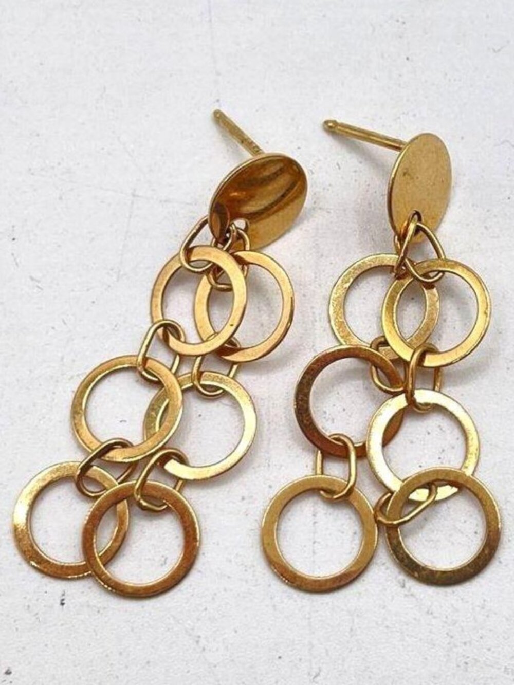 14k Gold Dangle Circle Earrings 2.5 grams